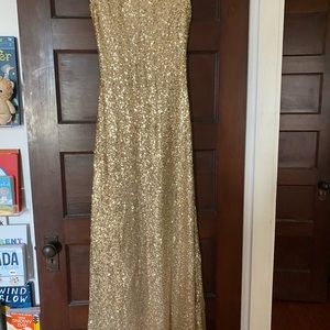 Revelry gold sequin short sleeve bridesmaid dress size 6 worn once